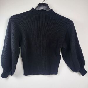 Moodie Black Long Sleeve Ripped Sweater Mock Neck Pullover Women's Size‎ Medium